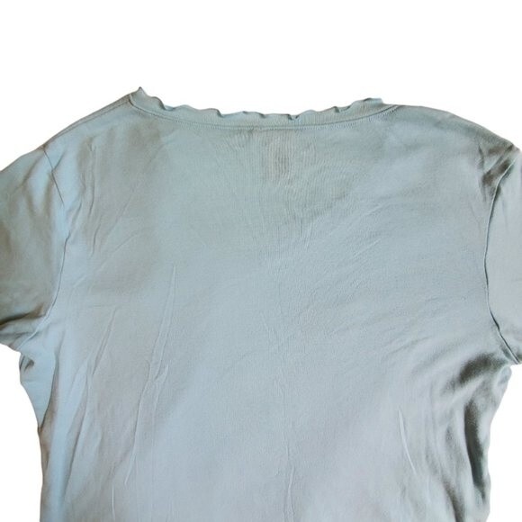 Sun Moda light blue v-neck 3/4 sleeve top sz L - Picture 4 of 16